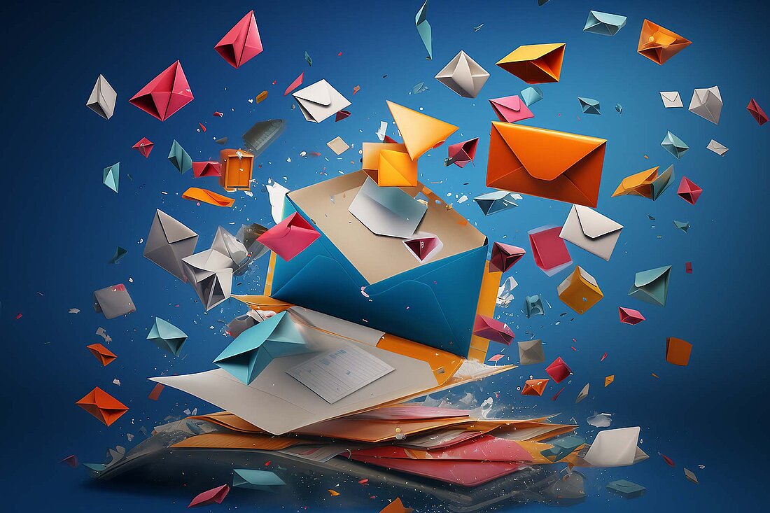 Illustrated Symbol Marketing Newsletter Concept with Diagram and Bulk Email Sending for Direct Selling Projects in Business